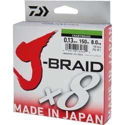 J-BRAID X8 CHARTREUSE 028MM/26,5KG/150M