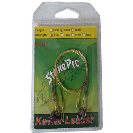 accesoriu pescuit rapitor STRIKE PRO STRUNA KEVLAR 20CM/9KG 3BUC/PLIC