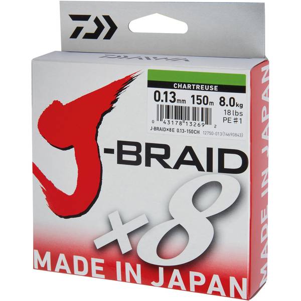 DAIWA J-BRAID X8 CHARTREUSE 006MM/4,0KG/150M