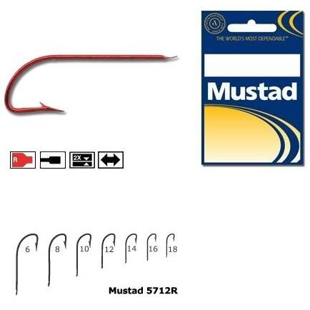 MUSTAD CIRLIG CRISTAL,ROSU,FIN,TIJA LUNGA.