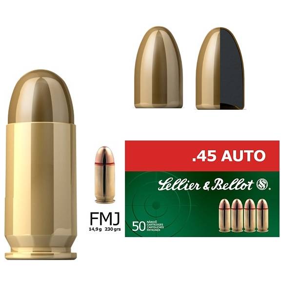 SELLIER & BELLOT CARTUS 45 AUTO.FMJ/FULLMANTEL/14,9G.