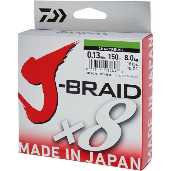 DAIWA J-BRAID X8 CHARTREUSE 028MM/26,5KG/150M