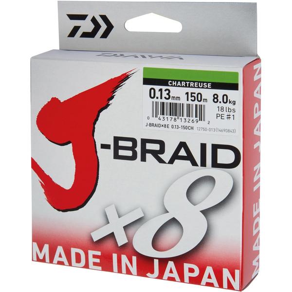 DAIWA J-BRAID X8 CHARTREUSE 022MM/17,0KG/150M