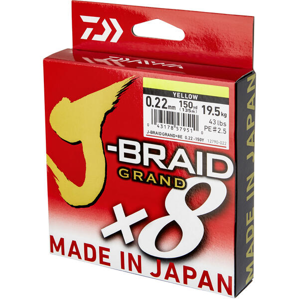 XX FIR DAIWA J-BRAID GRAND X8 YELLOW 006MM/5KG/135M