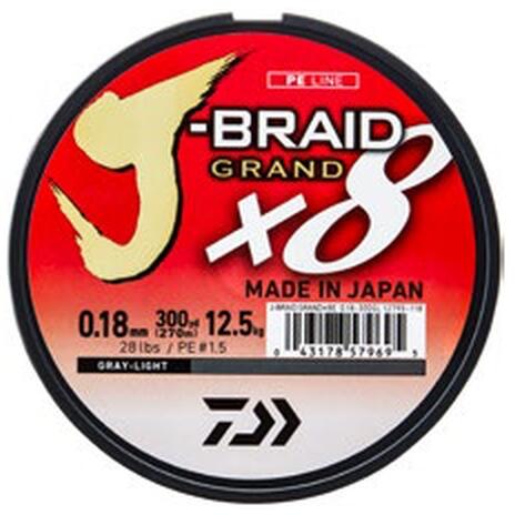 XX FIR DAIWA J-BRAID GRAND X8 GREY 020MM/16KG/135M