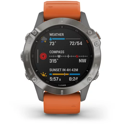 GARMIN CEAS FENIX 6 SAPPHIRE TITAN/ORANGE 47MM