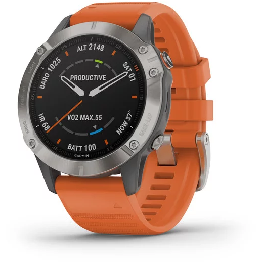 GARMIN CEAS FENIX 6 SAPPHIRE TITAN/ORANGE 47MM