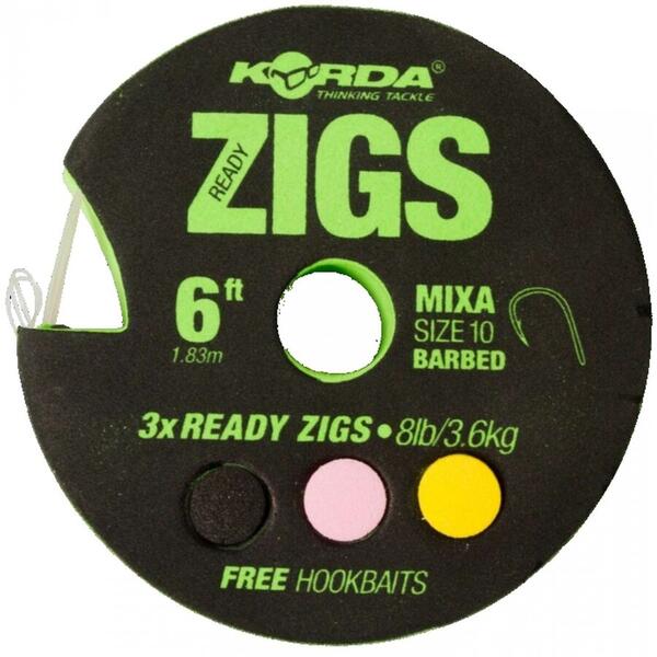 KORDA MONT.READY ZIGS BARBED NR.10/8LB 360CM