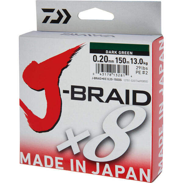 XX FIR DAIWA J-BRAID X8 VERDE 020MM/13KG/300M