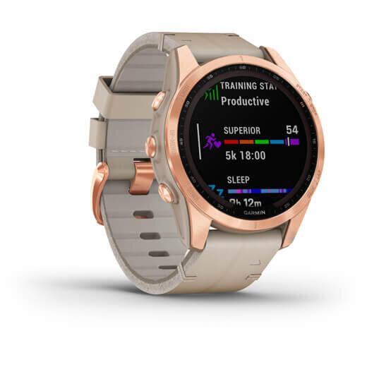 GARMIN CEAS FENIX 7S SAPPHIRE SOLAR ROSE GOLD TI/PIELE 42MM