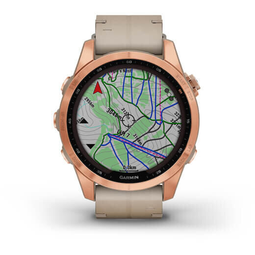 GARMIN CEAS FENIX 7S SAPPHIRE SOLAR ROSE GOLD TI/PIELE 42MM