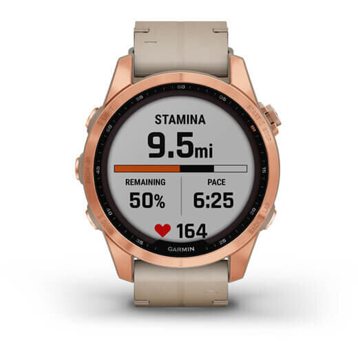 GARMIN CEAS FENIX 7S SAPPHIRE SOLAR ROSE GOLD TI/PIELE 42MM