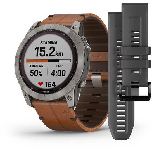 GARMIN CEAS FENIX 7X SAPPHIRE SOLAR TITAN/PIELE 51MM