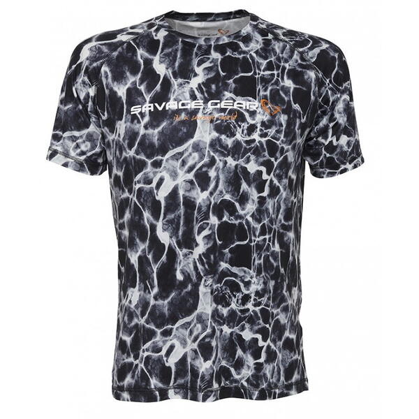 SAVAGE GEAR TRICOU NIGHT UV BLACK WATERPRINT MAR.M