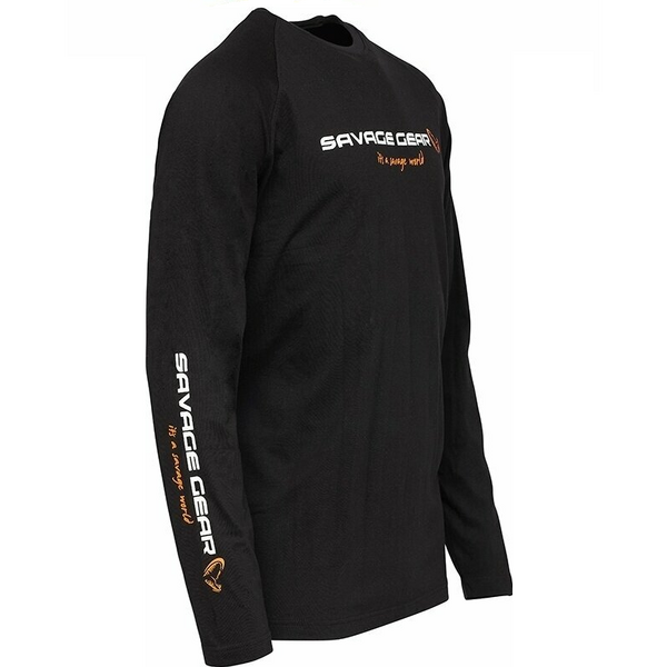 SAVAGE GEAR TRICOU SIGNATURE LOGO LONG SLEEVE BLACK CAVIAR MAR.L