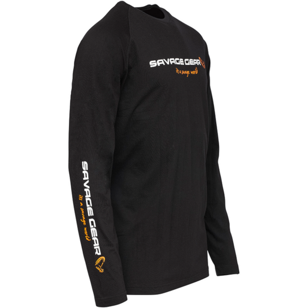 SAVAGE GEAR TRICOU SIGNATURE LOGO LONG SLEEVE BLACK CAVIAR MAR.S