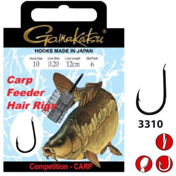 GAMAKATSU CARLIG LEGAT CARP HAIR 3310B 0,16MM10BUC/PL