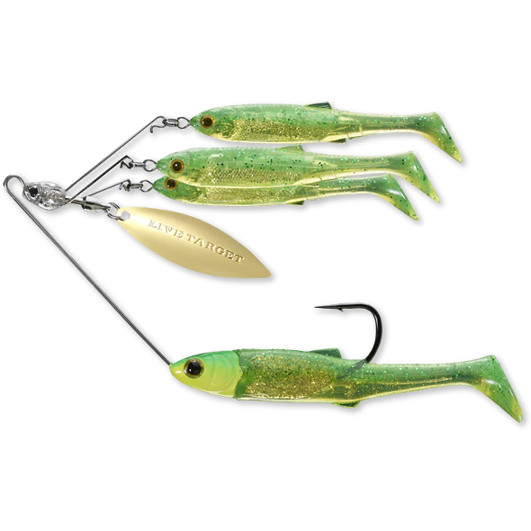 LIVE TARGET BAITBALL SPINNER RIG MEDIUM/11G 856 LIME CHART/GOLD