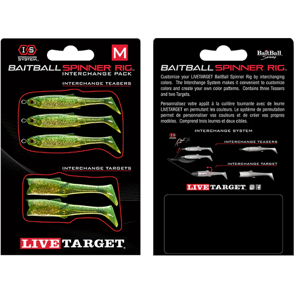 LIVE TARGET REZERVA BAITBALL SPINNER RIG SMALL 856 LIME CHART/GOLD