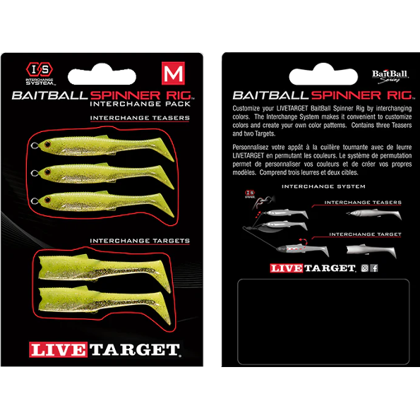 LIVE TARGET REZERVA BAITBALL SPINNER RIG LARGE 857 LIME CHART/SILVER