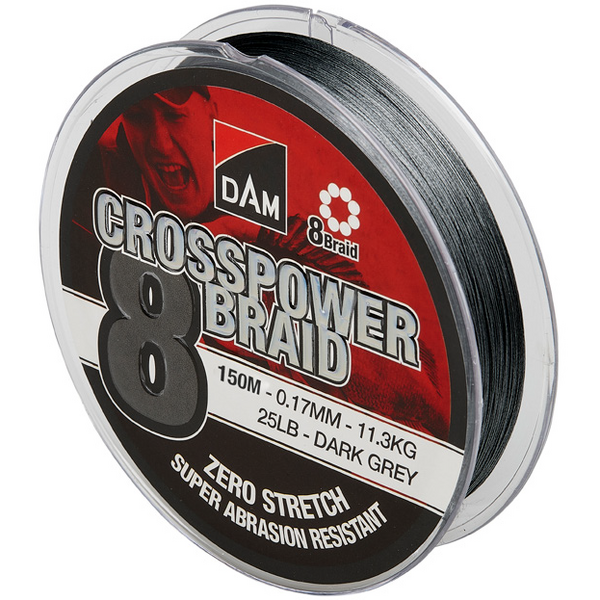 DAM FIR TEXTIL CROSSPOWER 8X DARK GREY 017MM/11,3KG/150M