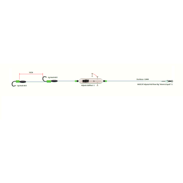 DAM MONT.MADCAT ADJUSTA P RIVER WORM&SQUID 100MM/2X6/0/180CM/20G
