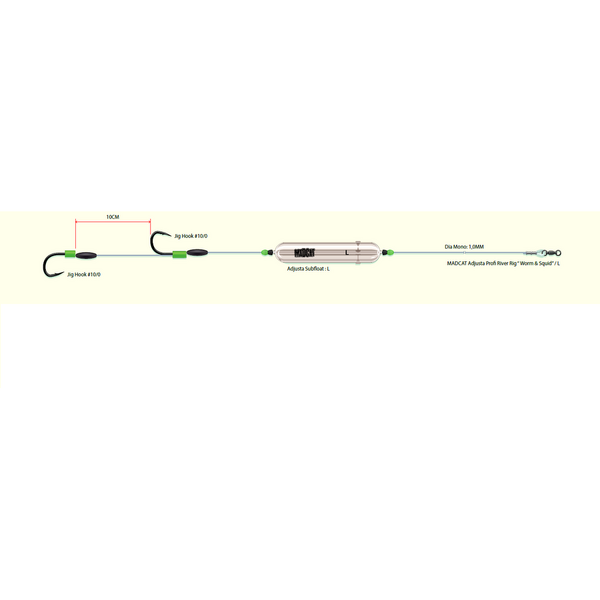 DAM MONT.MADCAT ADJUSTA P RIVER WORM&SQUID 100MM/2X10/0/180CM/60G