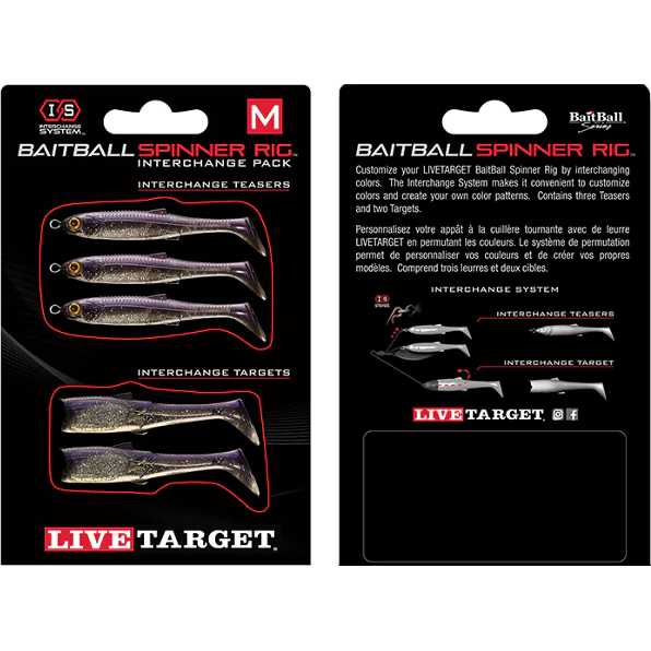 LIVE TARGET REZERVA MINNOW RIG SPINNERBAIT LARGE PURPLE PEARL/SILVER