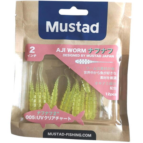 MUSTAD NALUCA AJI FINESSE NAF 5CM CLEAR CHARTREUSE 12BUC/PL