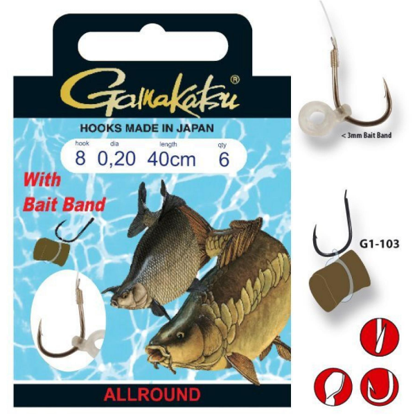 GAMAKATSU CARLIG LEGAT CU INEL ALLROUND G1 NR.10/0,18MM 6BUC/PL