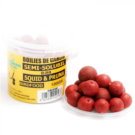 ARROW INT. BOILIES CLAUMAR BIRDFOOD DE CARLIG SEMI-SOLUBIL SQUID&PRUNA 100GR