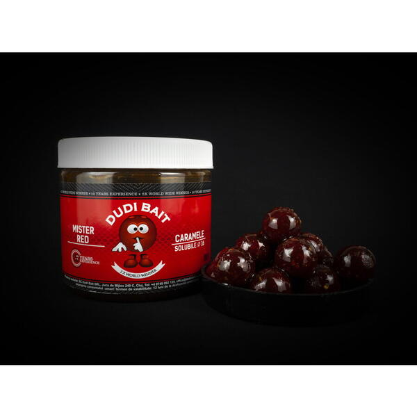 DUDI BAIT BOILIES SOLUBILE DE CARLIG MISTER RED SUPER HOT CARAMELE 16MM 100G