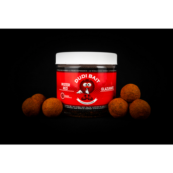 DUDI BAIT BOILIES TARI DE CARLIG MISTER RED SUPER HOT GLAZURATE 20MM 100G
