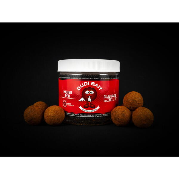 DUDI BAIT BOILIES SOLUBILE MISTER RED SUPER HOT GLAZURATE 20MM 100G