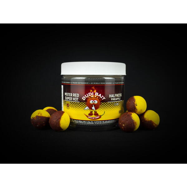 DUDI BAIT BOILIES DE CARLIG MISTER RED SUPER HOT HALFNESS PINNEAPLE 16MM 100G
