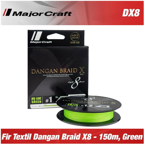 FIR TACKLE MAJOR CRAFT DANGAN BRAID CROSS DBX8 VERDE150M/0,8GR