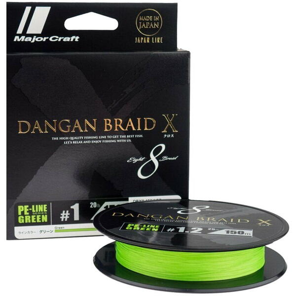 FIR TACKLE MAJOR CRAFT DANGAN BRAID CROSS DBX8 VERDE150M/0,8GR