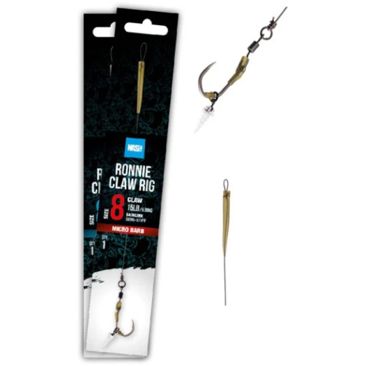 NASH TACKLE MONTURA RONNIE CLAW BARBED RIG NR.8