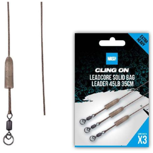 NASH TACKLE MONTURA CLING ON LEADCORE SOLID BAG LEADER 35CM 3BUC/PL