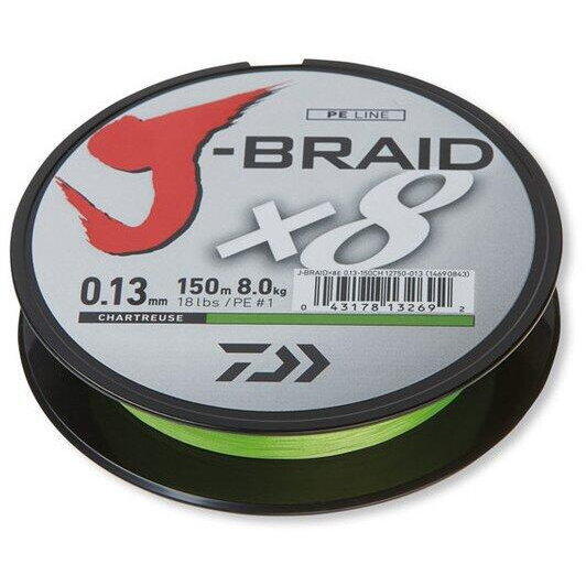 DAIWA J-BRAID X8 CHARTREUSE 018MM/12,0KG/300M