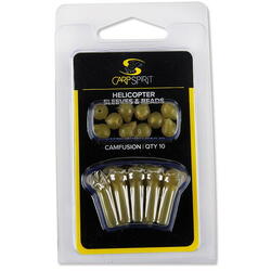 HELICOPTER CARP SPIRIT SLEEVES & BEADS WEED GREEN 10BUC/PL