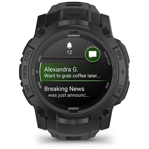 GARMIN CEAS INSTINCT.3 AMOLED TACTICAL BLACK CUREA NEAGRA 50MM