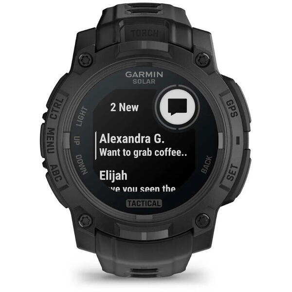 GARMIN CEAS INSTINCT.3 SOLAR TACTICAL BLACK CUREA NEAGRA 45MM