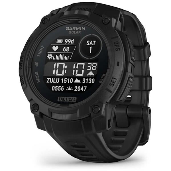 GARMIN CEAS INSTINCT.3 SOLAR TACTICAL BLACK CUREA NEAGRA 45MM