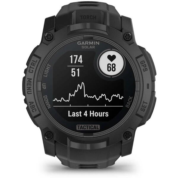 GARMIN CEAS INSTINCT.3 SOLAR TACTICAL BLACK CUREA NEAGRA 50MM