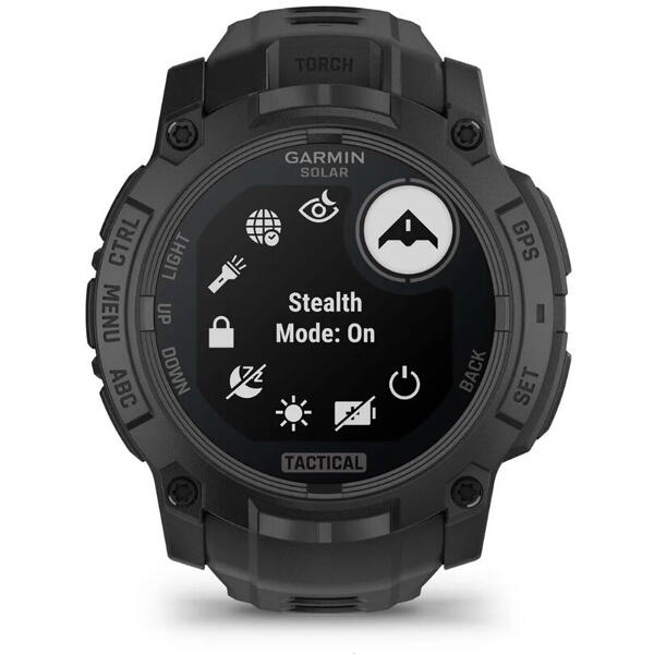 GARMIN CEAS INSTINCT.3 SOLAR TACTICAL BLACK CUREA NEAGRA 50MM