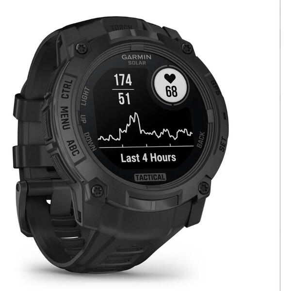 GARMIN CEAS INSTINCT.3 SOLAR TACTICAL BLACK CUREA NEAGRA 50MM