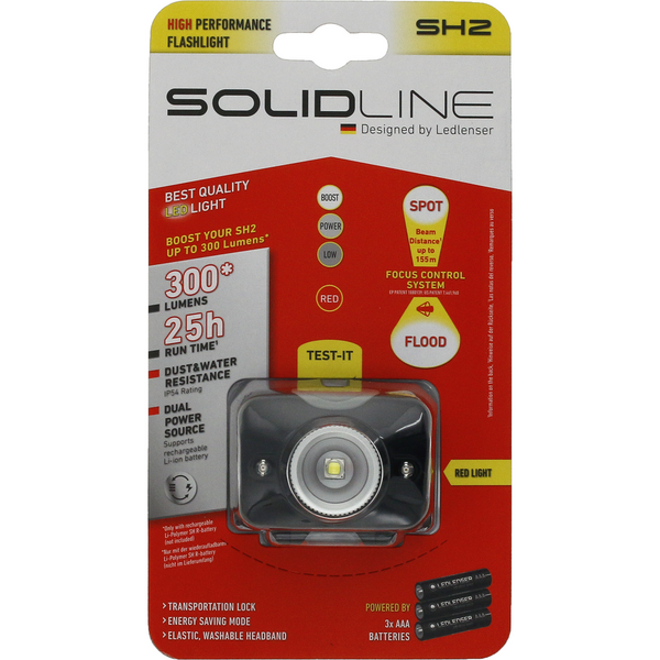 LEDLENSER LANTERNA CAP SOLIDLINE SH2 BLACK 200LM+3AAA