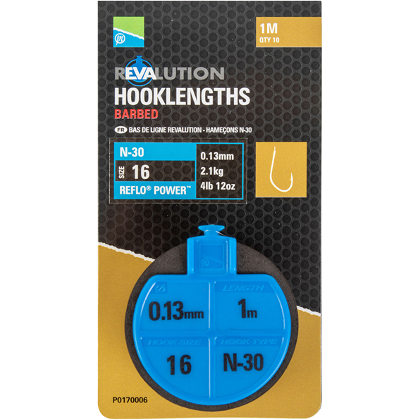 PRESTON INNOVATION MONT. REVALUTION HOOKLENGTHS N30 NR.16/100CM 10BUC/ROLA
