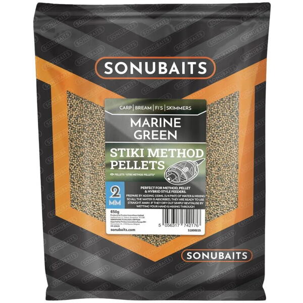 PRESTON INNOVATION PELETE SONUBAITS MARINE GREEN STIKI METHOD PELLET 2MM 650G